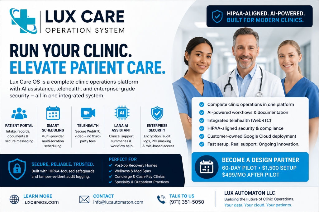 Lux Care OS Clinic System